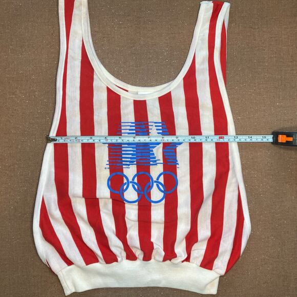 Vintage Levi's 1980 Los Angeles USA Olympic Committee Tank Top Crop Stripes Sz S - Picture 10 of 13